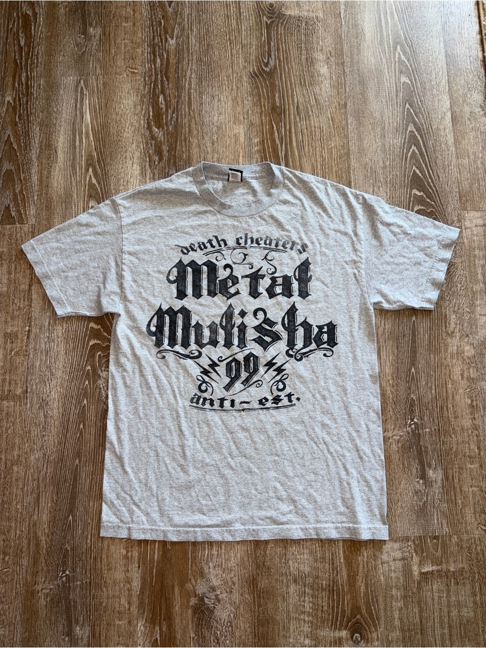 Vintage Gray Graphic Short-Sleeve Men’s T-Shirt - Metal Mulisha Style